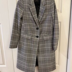 Banana Republic Black and White Plaid long Blazer
